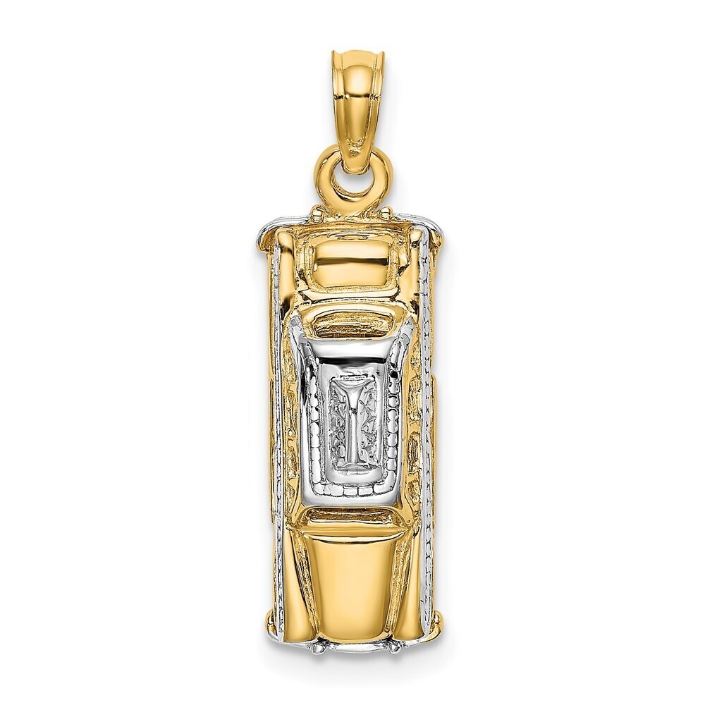 14k Yellow Gold with White Rhodium 3-D Taxi with Moveable Tires Charm